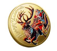 Pièces commémoratives de Noël : traîneau et élan du Père Noël | Pièces de Monnaie de Collection en Fer de 1,57 Pouces, parfaites pour Les Chaussettes de Noël, Les pièces Souvenirs pour et
