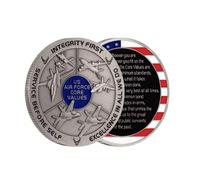 Pièces Commémoratives Valeurs Fondamentales De L'Us Air Force Pièces De Collection Militaires Ancienne Pièce De Défi Militaire Plaquée Argent
