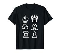 Pièces D’Échecs Noires Icônes Symboles Jeu D’Esprit T-Shirt