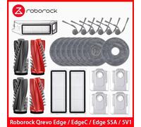 Pièces d'aspirateur adaptées pour Roborock Qrevo Edge / EdgeC / Edge S5A / 5V1 / Curv), rouleau principal, brosse latérale, filtre Hepa, sac à poussière en tissu pour vadrouille 10 Dust Bags