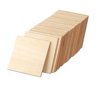 Pièces De Bois Naturel Inachevé 50 Pièces 4 Pouces, Tranches De Bois Naturel Vierges Carrées, Découpes Pour Bricolage Artisanat Peinture Coloration