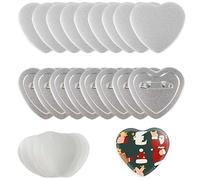 Pièces de boutons de badges vierges en forme de cœur, 100 pièces, ensemble de badges à faire soi-même, pièces de fabricant de boutons en métal, 53x57,5 mm