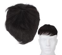 Pièces de cheveux masculines Perruque courte, fibre à haute température Fibre de cheveux noirs Extension de cheveux de cheveux Hirline Hair Toppers Couronne Pièce de cheveux