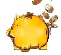 Pièces de conteneur - Saving Parts Bank Box | Verre de la Banque de monnaie Transparent Petites Banques de Haricots Dorés.