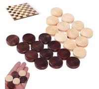 Pieces de Dames 24pcs en Bois Lisse en Spirale gravée des couronnes Graves de Rond éducatifs Peints Backgammon pour Les Enfants Jeu pour Enfants
