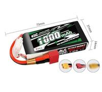 Pièces de Drone Batterie LiPo 1000 mAh 2S/3S 7,4 V/11,1 V 45C avec connecteur Dean T pour Traxxas (Bateau, hélicoptère, Drone, Avion, Voiture)(1000MAH 2S 45C)