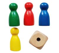 Pièces de jeu en bois - Jeu de 4 pions avec, multicolore pour tableau de bord portable | drôles pour les jeux de société Dama Échecs Adultes Famille Fun Creative