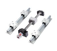 Pièces de machines à vis à billes à mouvement liné 2 pièces de guidage linéaire SBR12 + 4 pièces de curseur SBR12UU + 1 pièce SFU1204 300-1000mm vis à billes(700mm)