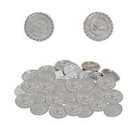 Pièces de Monnaie au trésor de Pirates - Pièce de Monnaie Jouets pour Jouer Pièces d'or et d'argent en Plastique de 3 cm de diamètre | Pratique pour Les événements transfrontaliers, Les Festivals, Le