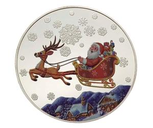 Pièces de Monnaie commémoratives de Noël, médaille du père noël, élan, Souvenir Artistique de Collection, Cadeau de Noël