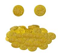 Pièces de monnaie de chasse au trésor des pirates - 100 pièces de faux argent fictif coloré en métal | Jetons d'or enterrés pour les jeux et les activités des tout-petits | Cadeaux de fête pour enfant