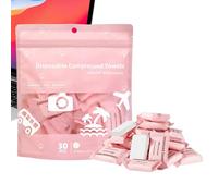 Pièces de monnaie de poche - Lingettes portables pour le nettoyage, 30 serviettes compactes avec toucher doux du tissu et fonction d'activation de l'humidité pour le démaquillage, hôtel, salon de beau