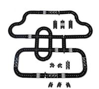 Pièces de piste de puzzle de route en caoutchouc flexible, jouet de circuit d'autoroute, pistes d'autoroute de voiture de puzzle modulaires imperméables et indestructibles, pour enfants en plei 64pcs