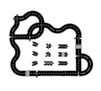 Pièces de piste de puzzle de route en caoutchouc flexible, jouet de circuit d'autoroute, pistes d'autoroute de voiture de puzzle modulaires imperméables et indestructibles, pour enfants en plei 41pcs
