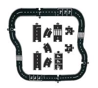 Pièces de piste de puzzle de route en caoutchouc flexible, jouet de circuit d'autoroute, pistes d'autoroute de voiture de puzzle modulaires imperméables et indestructibles, pour enfants en plei 24pcs