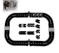 Pièces de piste de puzzle de route en caoutchouc flexible, jouet de circuit d'autoroute, pistes d'autoroute de voiture de puzzle modulaires imperméables et indestructibles, pour enfants en plei 16pcs
