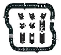 Pièces de Piste de Puzzle de Route en Caoutchouc Flexible, Puzzle modulaire imperméable et Indestructible, Pistes d'autoroute de Voiture, Ensemble de Circuits d'autoroute à Faire soi-même (24 PCS)
