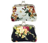 Pièces De Portefeuille À Monnaie Imprimée Florale, Police Féminine, Mini -Münzrimzbag, Bourse De Monnaie De Canevas, Échange De Monnaie Rétro