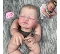 Pièces de poupée Reborn déjà peintes de 20 pouces, peinture 3D pour bébé endormi d'août avec veines visibles, corps en tissu inclus Painted Doll Kit