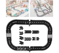 Pièces de Puzzle routières en Caoutchouc Souple, Circuit autoroutier, Pistes modulaires indestructibles et imperméables pour Voitures, pour Jouer à l'intérieur comme à l'extérieur, Jouets 16PCS
