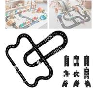 Pièces de Puzzle routières en Caoutchouc Souple, Circuit autoroutier, Pistes modulaires indestructibles et imperméables pour Voitures, pour Jouer à l'intérieur comme à l'extérieur, Jouets 40PCS