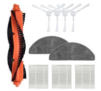 Pièces de rechange 10 pièces accessoires, 1 brosse principale, 4 brosses latérales, 3 filtres, 2 serpillères pour aspirateur robot Xiaomi E10 E12 B112
