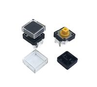 Pièces de rechange 10pcs B3F Tactile Push Button Switch + A14 Color Hat 10pcs + Transparent Cap 10pcs Momentary Tact Touch Micro Switch 12 * 12 * 7.3mm