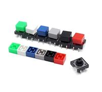 Pièces de rechange 20pcs 9.2 * 9.2 * 5mm Capuchon de commutateur à bouton-poussoir tactile for 12 * 12mm SMD DIP Micro tact Switchs rouge noir bleu vert blanc gris (Color : Weiß, Size : With switch
