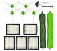 Pièces de rechange accessoires pour i Robot Roomba série I/E i1 i2 i2+ i3 i3+ i4 i4+ i5 i5+ i6 i6+ i7 i7+ i8 i8+ e5 e6,1 brosse principale, 5 brosses latérales vertes, 5 filtres,1 roue avant pivotante