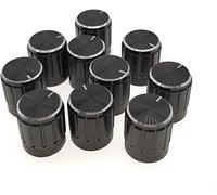 Pièces de rechange Commutateurs industriels 10PCS Noir 6mm Boutons de potentiomètre Capuchons Bouton de commande de potentiomètre à arbre moleté Diamètre 15x17mm Commutateurs de commutateur en alumini