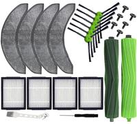 Pièces de rechange compatibles avec aspirateur robot iRobot Roomba Combo j7+/Plus, 1 lot de brosses en caoutchouc multi-surfaces + 4 tampons de nettoyage + 4 filtres HEPA + 6 brosses latérales