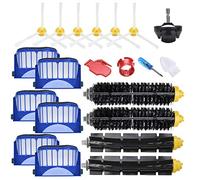 Pièces de rechange compatibles avec iRobot Roomba Series 600 694 695 677 671 690 680 660 650 620 614 595 585 564, avec 2 brosses à poils et batteuses, 6 filtres, 6 brosses latérales, 1 roue pivotante.