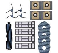 Pièces de rechange compatibles avec les accessoires d'aspirateur robot Eufy X10 Pro Omni, 1 brosse principale, 4 brosses latérales, 4 filtres HEPA, 4 serpillères, 4 sacs à poussière et 17 pièces