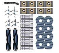 Pièces de rechange compatibles avec les accessoires d'aspirateur robot Eufy X10 Pro Omni, 2 brosses principales, 8 brosses latérales, 8 filtres HEPA, 8 serpillères, 8 sacs à poussière et kit de