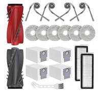 Pièces de Rechange compatibles avec pour Roborock Qrevo Curv/Qrevo Curv S5X/ Qrevo/Qrevo S5V Edge, 2 brosses principales,1 Brosse de Nettoyage 4 brosses latérales 4 Sacs à poussière 2 filtre 6 Chiffon