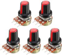 Pièces de rechange Encodeur de commutateur 5 pièces/lot potentiomètre à Film de carbone WH148 15mm 3pin + Kit de capuchon de boutons de commutateur rotatif rouge B1K 2K 5K 10K 20K 50K 100K 250K 500K 1