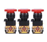 Pièces de rechange Ensemble de 3 interrupteurs à bouton-poussoir d'arrêt d'urgence industriels - 22 mm marche/arrêt 440 V 10 A haute tension d'ingénierie for un arrêt sûr de l'équipement