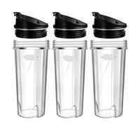 Pièces de rechange for blender, compatibles avec Ninja, lot de 3 gobelets de rechange de 473 ml (16 oz) avec couvercles de transport, compatibles avec Nutri Ninja, QB3001SS