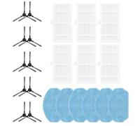 Pièces de rechange pour aspirateur robot EICOBOT BR150 pour Conga 999 pour X-treme - Lot de 6 chiffons + 6 filtres + 10 brosses latérales
