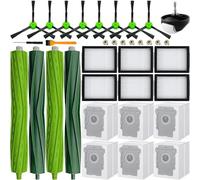 Pièces de rechange pour aspirateurs Roomba i3 i3+ i4 i6 i6+ i7 i7+ i8 i8+/Plus E5 E6 E7 I, E & J Series, 2 brosses à roulettes, 8 filtres HEPA, 8 brosses latérales, 1 roulette, 6 sacs d'aspirateur