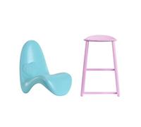 Pièces de rechange pour Barbie Doll Dreamhouse Dollhouse HMX10 - 1 salon bleu - Chaise de jeu et 1 tabouret de bar rose