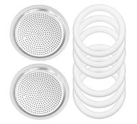 Pièces de rechange pour cafetière à moka Bialetti 3/4 tasses à café avec 2 plaques filtrantes en acier inoxydable et 6 joints d'étanchéité en silicone - Compatible avec Moka Express, Fiammetta, Break