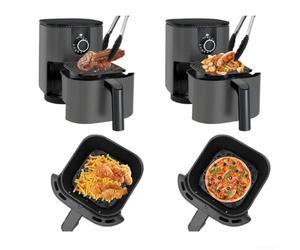 Pièces de rechange pour friteuse à air comprimé avec poêle à frire de 14 cm et 4 pieds en caoutchouc pour modèle AF080 2QT pour une utilisation avec des repas de bœuf, poulet, poisson et légumes