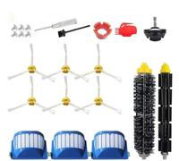 Pièces de rechange pour iRobot Roomba 600 610 620 650 675 677 692 671 694 691 Series Kit d'accessoires pour aspirateur - Comprend 6 brosses latérales, 3 filtres, 1 roulette avant, brosse à poils et 3