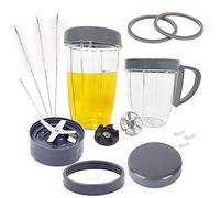 Pièces de rechange pour NutriBullet,2 tasses,lame extracteur,2 couvercles refermables,2 joints,2 engrenages,3 amortisseurs, bague de couvercle avec poignée pour Nutribullet 900W/600W