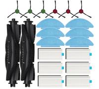 Pièces de rechange pour Tikom L9000, accessoires pour robot aspirateur Lubluelu SL60D, 2 brosses à rouleaux principales, 6 brosses latérales, 6 filtres HEPA, 4 serpillères (18 pièces)