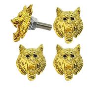 Pièces de vis Lot De 4 Boulons Fixation Universels en Acier Inoxydable pour Plaque D'immatriculation Moto(Wolf-Gold)