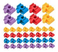 Pièces de Voie de Train en Bois, 40 pièces, connecteurs Voie Train en Bois mâle-Femelle 4 Couleurs, Accessoires ABS adaptés au Bricolage pour Blocs Construction 9 mm