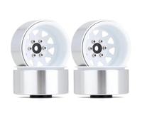 Pièces de Voiture RC Compatible avec TRX4 pour Axial pour SCX10 90046 W1940 1/10 RC Crawler Car Deep Dish Negatif Offset 8.9mm Metal 1.9" Beadlock Wheel Rim Hub(White)