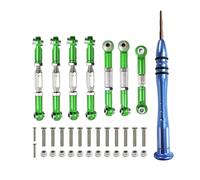 Pièces de Voiture RC Compatible avec WLtoys 144001 124018 124019 Pièces Mise À Niveau Voiture RC 1:14 Tige Traction Servo Liaison Ensemble Tiges Direction(Green,with Screwdriver)